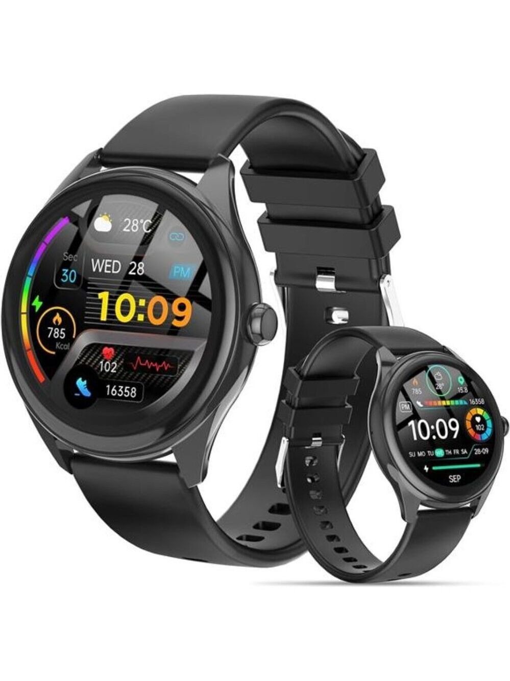 Smartwatch for women men fitness tracker heart rate sleep monitor waterproof bla